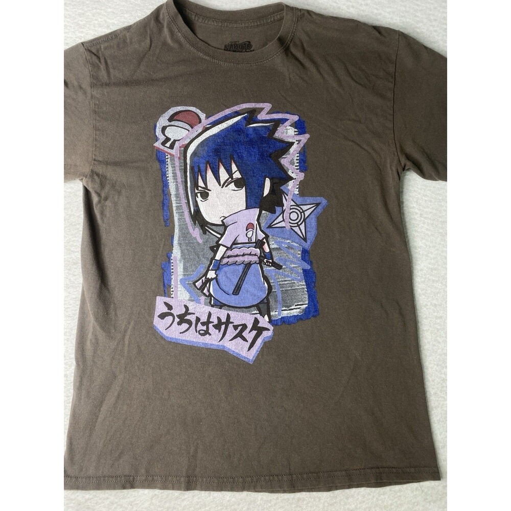 Naruto Shippuden Sasuke Uchiha 20th Anniversary Brown T-Shirt M Ripple Junction
